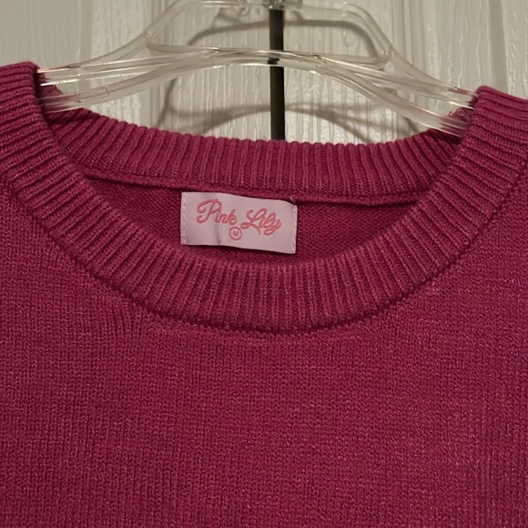 Pink lily berry puff sleeve sweater - Picture 4 of 6